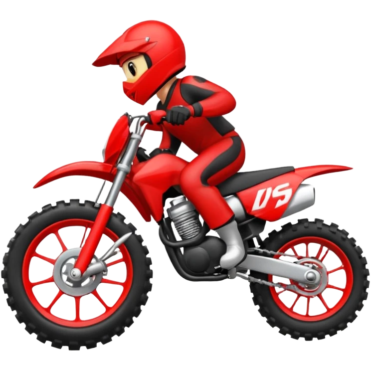 Moto cross noire et rouge avec des pneus lisses  emoji