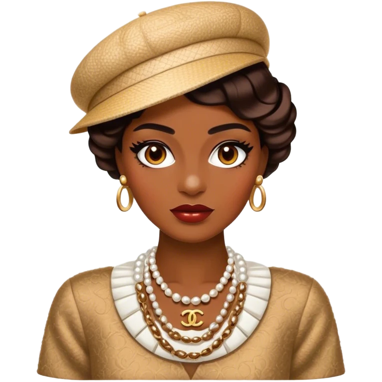 Cinematic Realistic Chanel Pop Culture Emoji, depicted with timeless elegance and iconic style rendered with luxurious textures and dynamic, sophisticated lighting. emoji