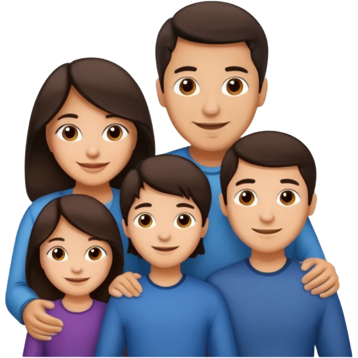 Hispanic family of five: mom, dad, oldest son, younger son, youngest daughter, all with medium skin and dark brown hair emoji