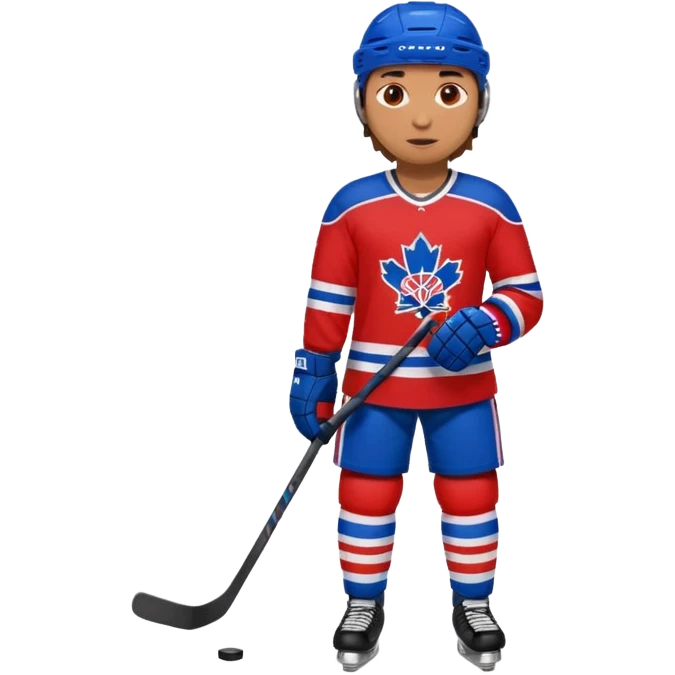 Hockey player in red and blue full body emoji
