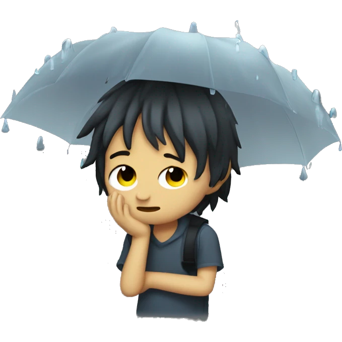 rain boy emo crying emoji