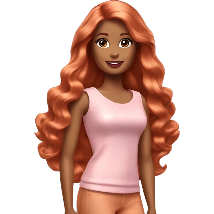 barbie, long wavy copper hair emoji