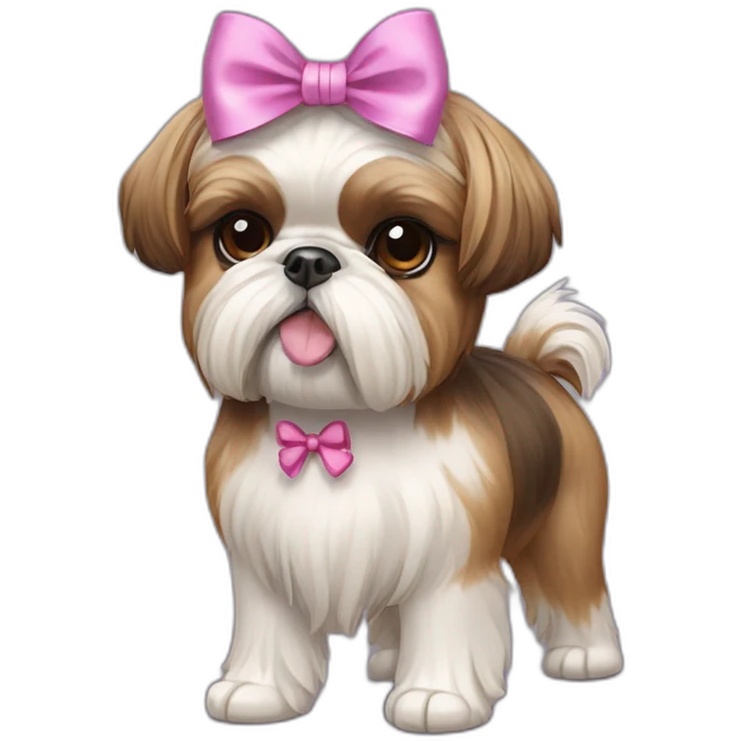 Dog Shih Tzu with a bow on head full-body emoji