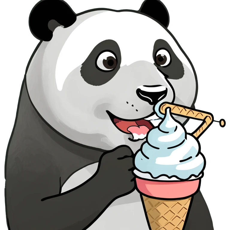 Panda eating ice cream emoji
