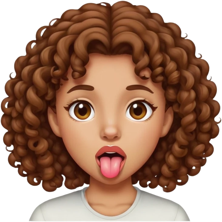 girl with brown curly hair sticking tongue out emoji