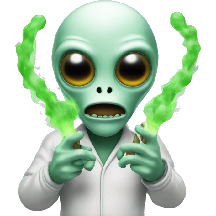 Alien holding no smoking sign in hands emoji