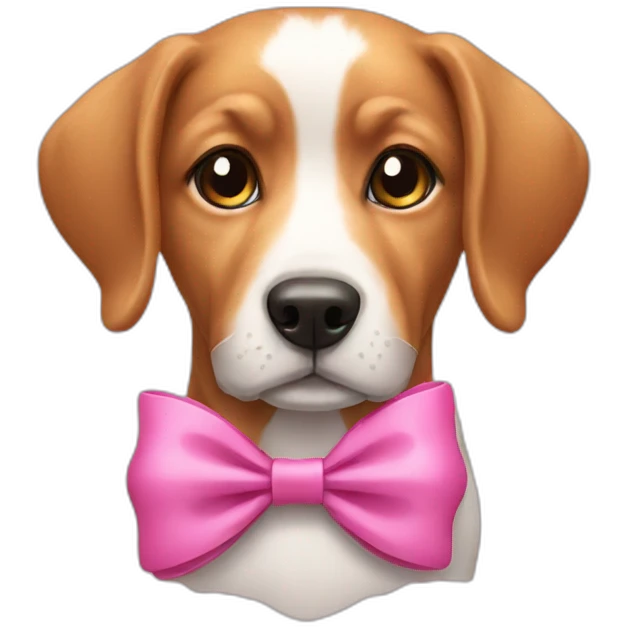 Dog wearing a pink bow emoji