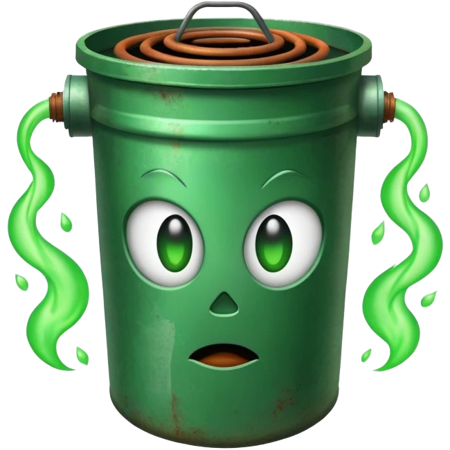 trashcan emitting green gas emoji
