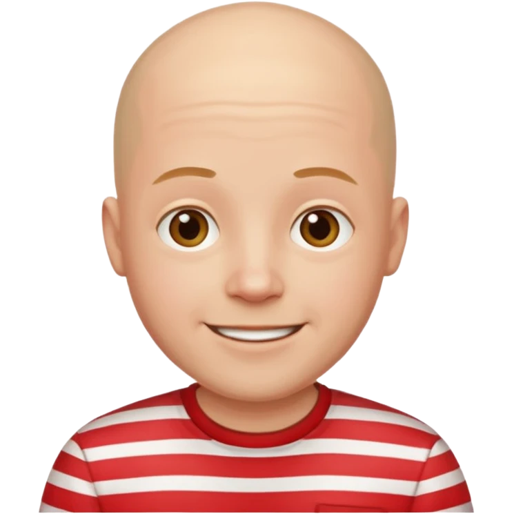 happy bald young man with red striped shirt emoji