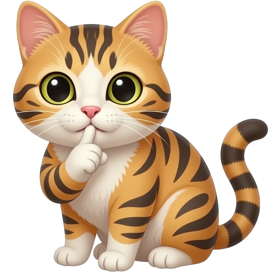 Cat with finger on mouth emoji