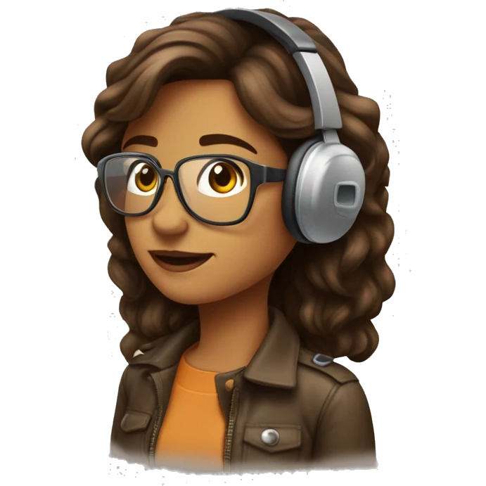 Mulher castanho com Headset e oculos etilo aviador emoji