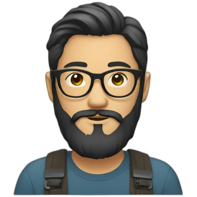 bearded asian man hipster glasses emoji