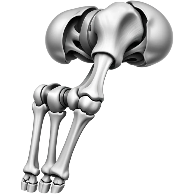 x-ray of knee joint, medical scan showing knee bones emoji