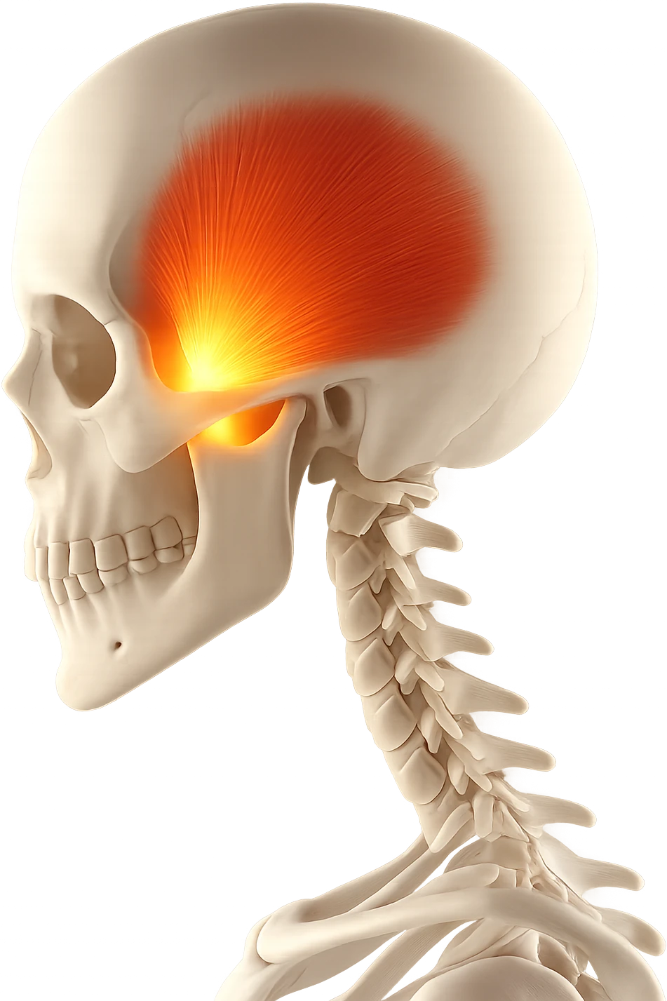 focus su muscolo temporale illuminato emoji