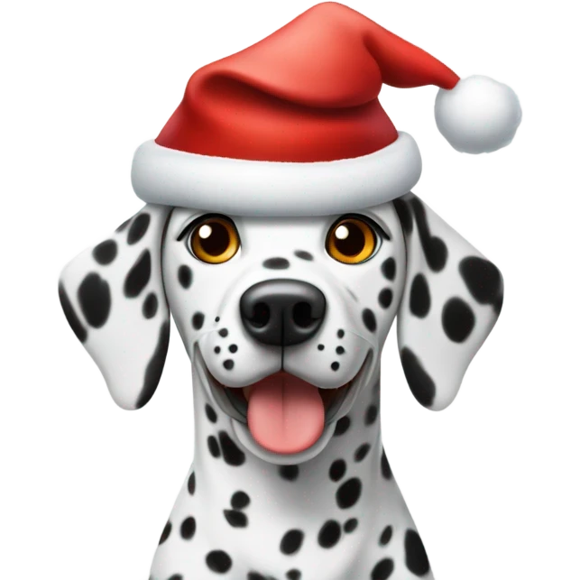 Dalmatian wearing a santa hat emoji