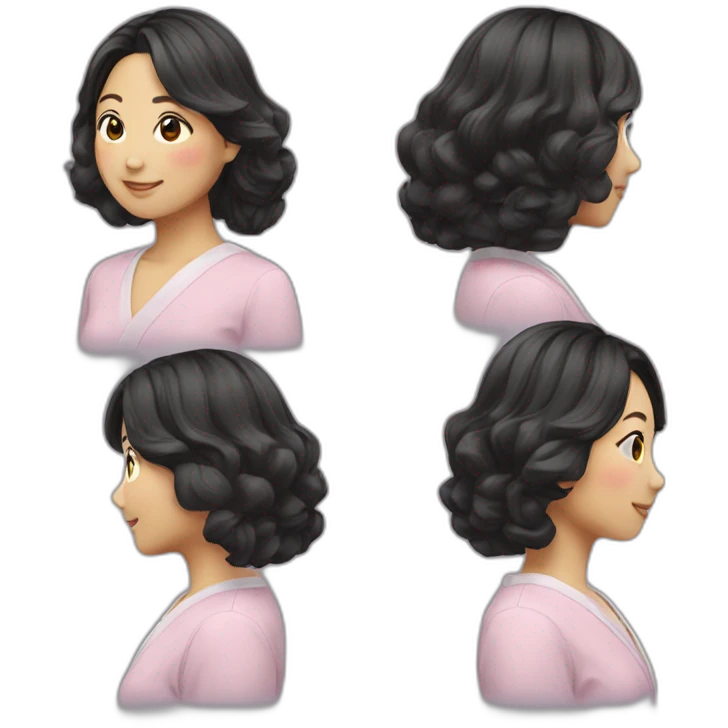 Japanese woman medium waves hair emoji