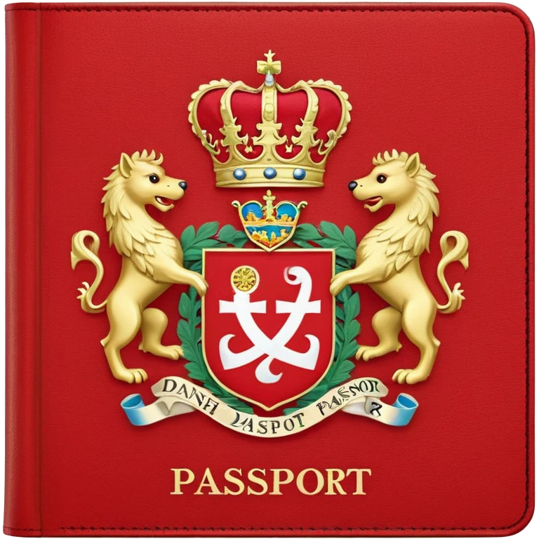 Danish passport, red cover with coat of arms emoji