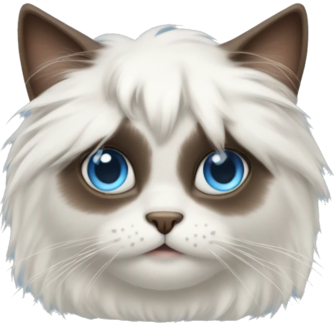 White long hair cat with different eyes: brown and blue. And he is a misantrope emoji