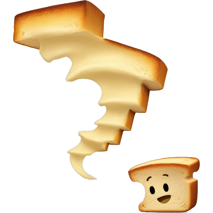 Tiny tornado dancing on a slice of toasted bread emoji