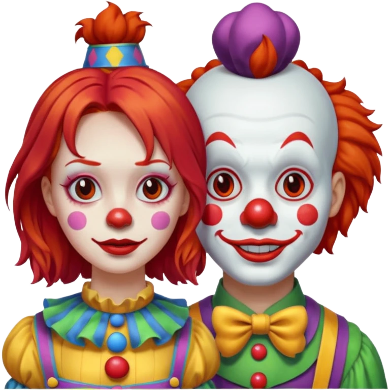 clown with a red haired girl next to him emoji