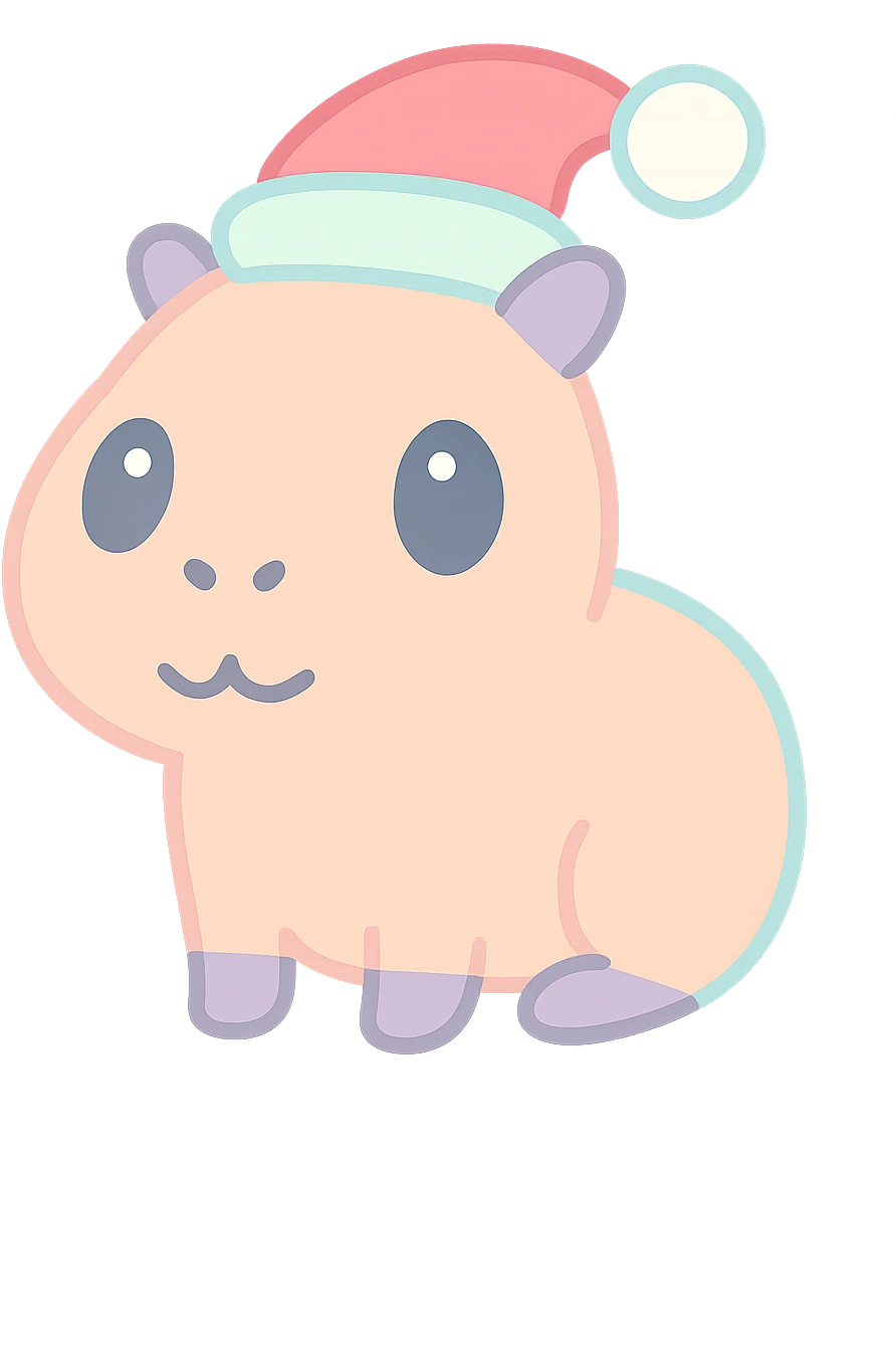 capibara with Christmas hat, adorable style, soft colors emoji