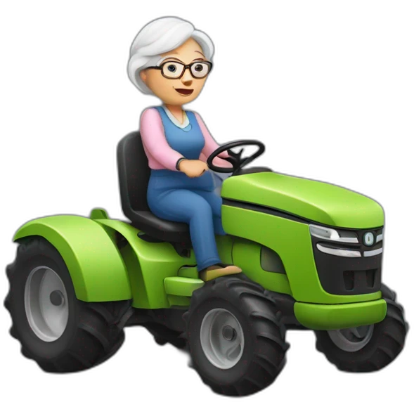 Grandma driving a tractor  emoji