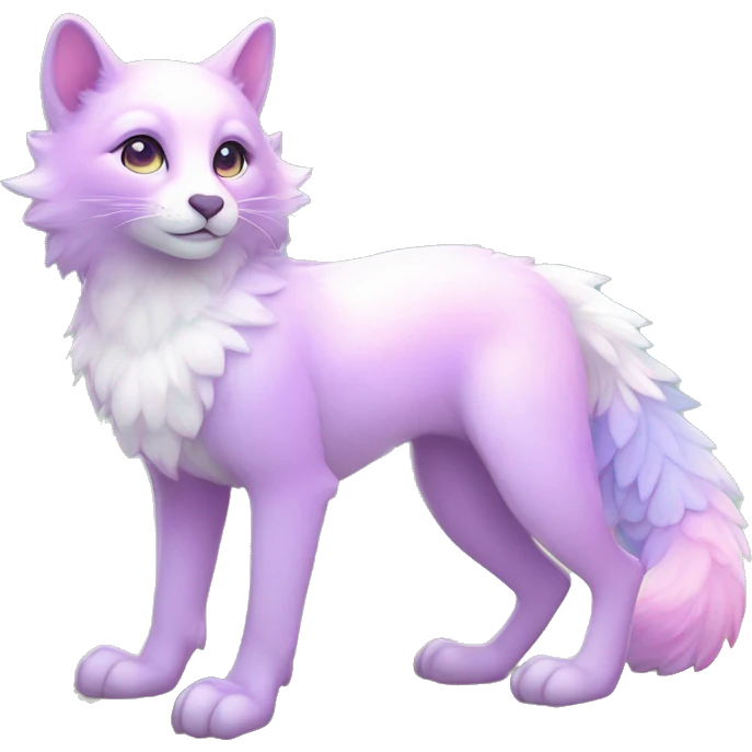 Kawaii colorful bright light pastel lilac-pink-white-gradient fantasy ethereal anthro fursona animal creature emoji