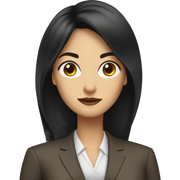Female defense attorney with long black hair with brown suit emoji
