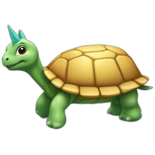 Une licorne sur une tortue emoji