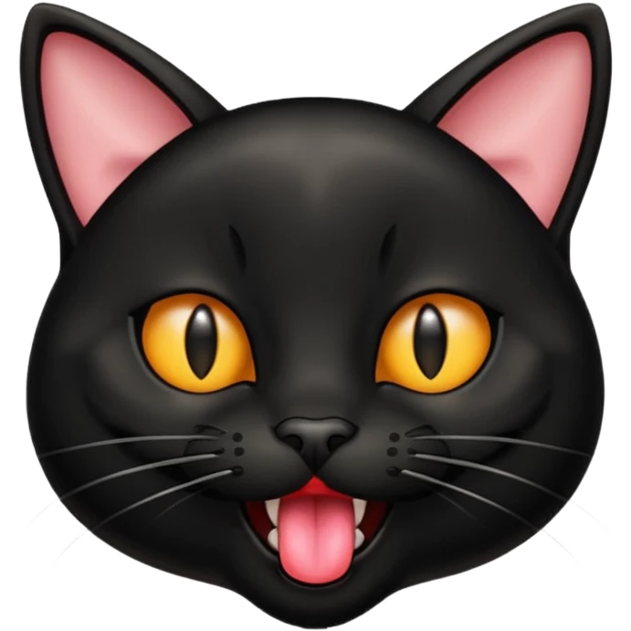 A real black cat with its tongue out emoji