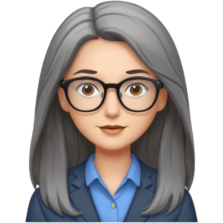 Hot brunette with long gray hair and glasses emoji