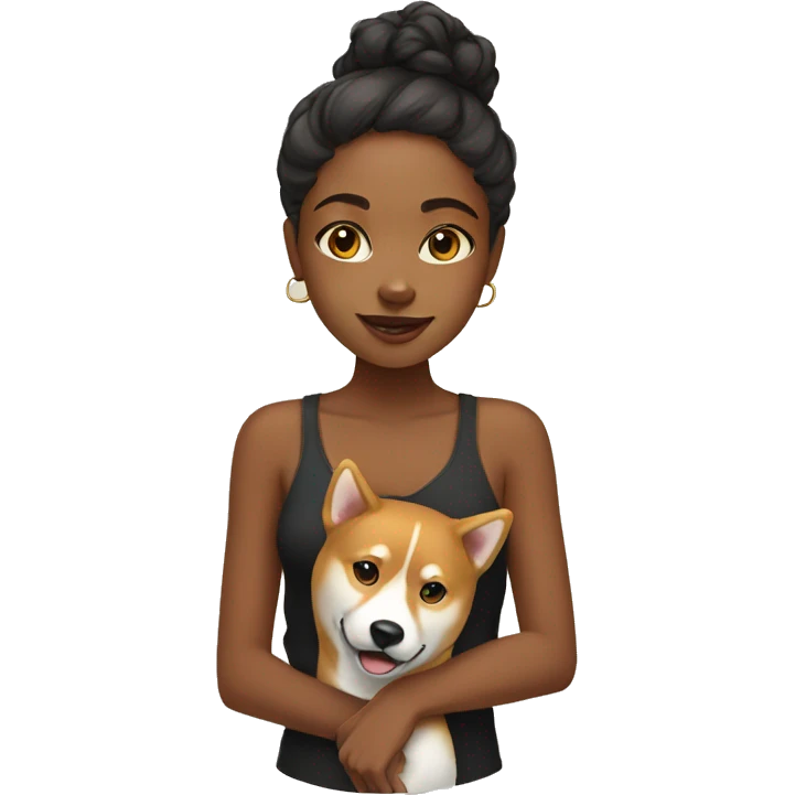 Black girl with Shiba Inu  emoji