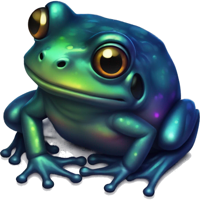 Dark iridescent frog glowing emoji