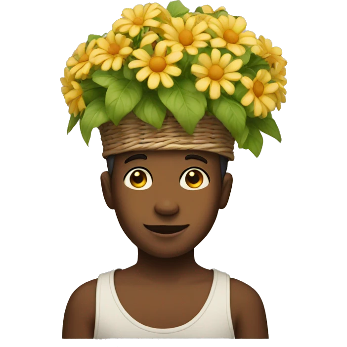 boy with a flower basket on head emoji