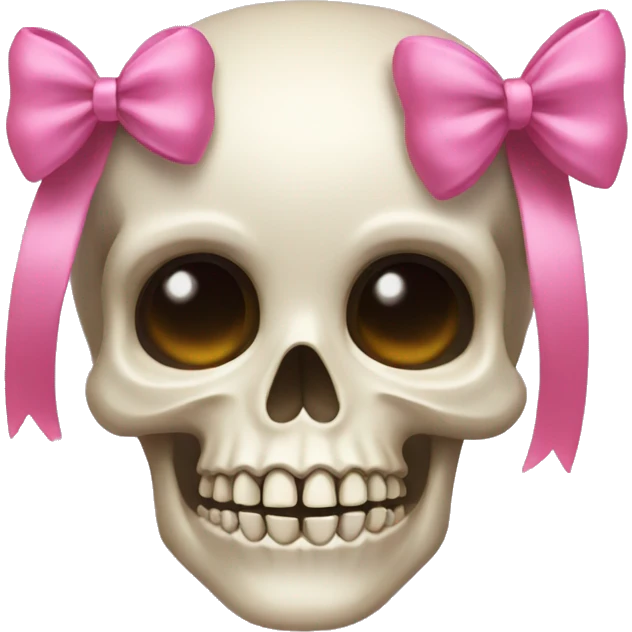 Skull with a pink bow and bangs emoji