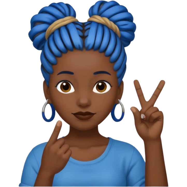 brown girl with blue dreads in a bun and middle finger emoji