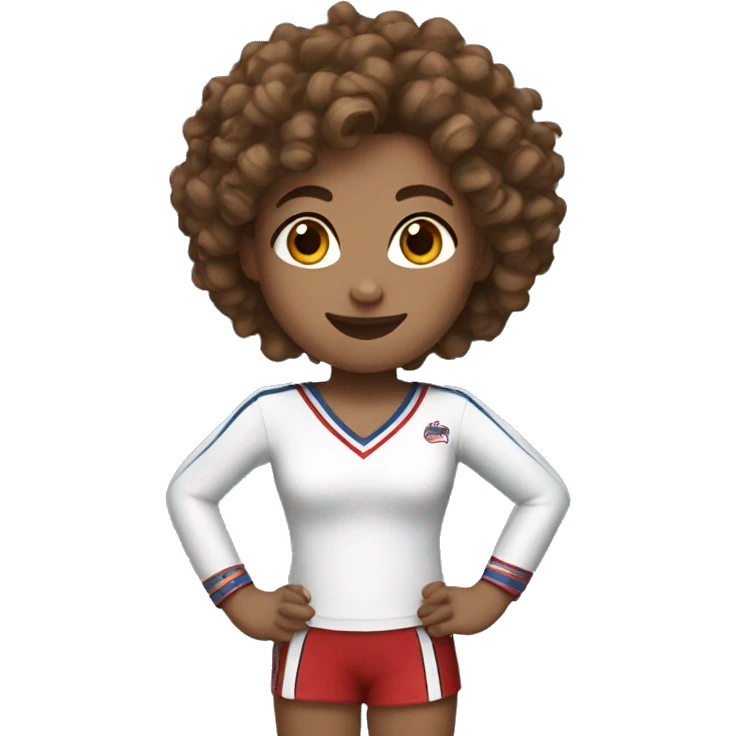 cheerleading with brown curly hair and fair skin emoji