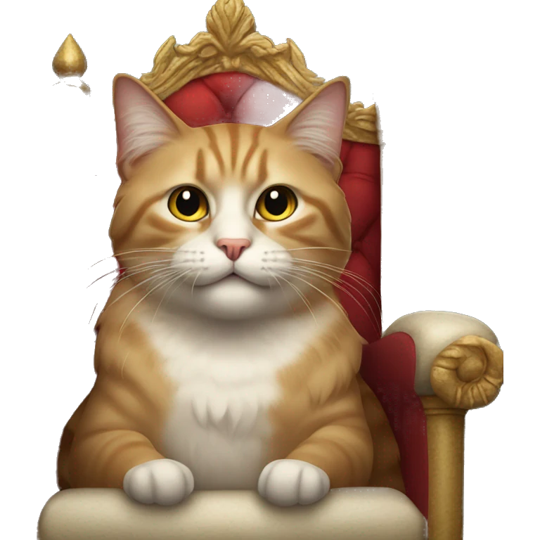 Cat sitting in a throne and it’s mad emoji