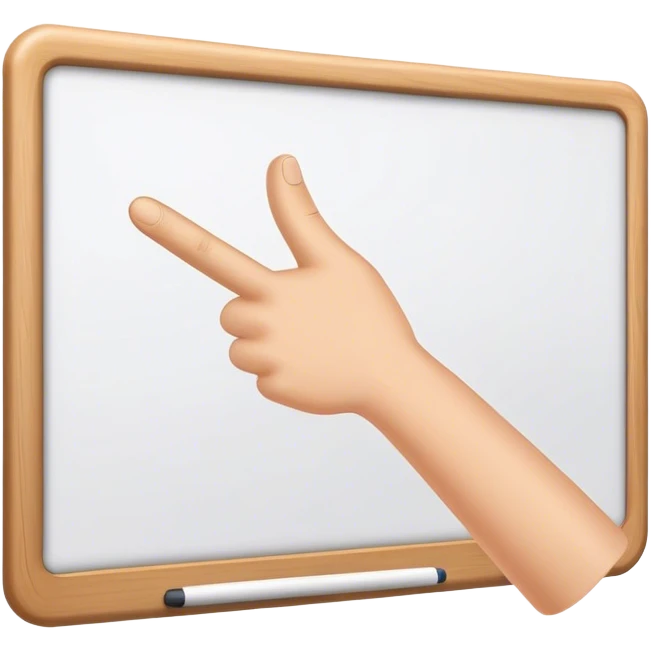 Hand holding Woodstick pointing whiteboard emoji