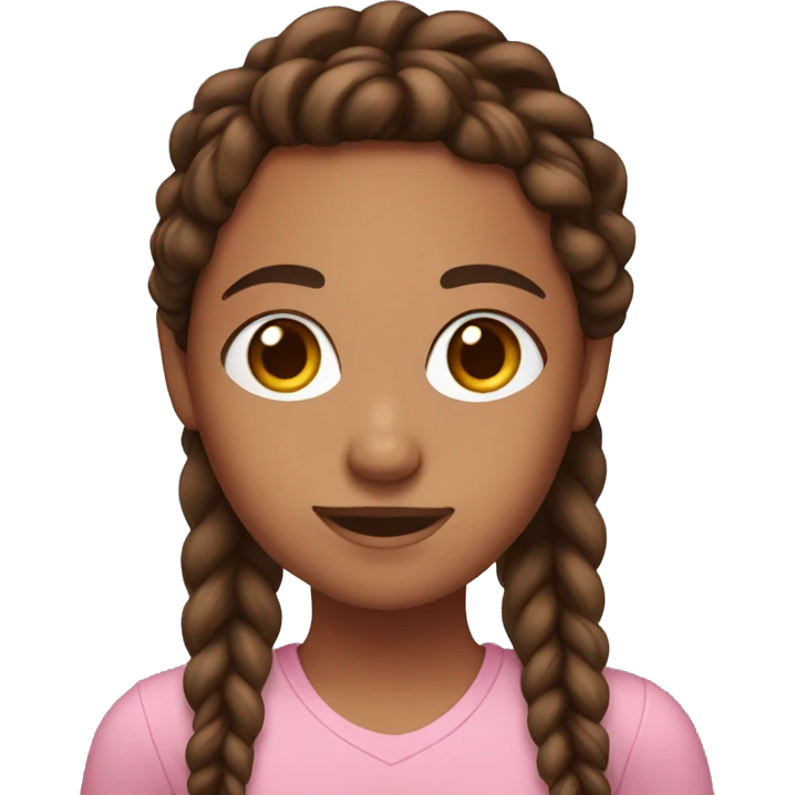 girl with brown braids, brown eyes, freckles, pink shirt, and black pants emoji