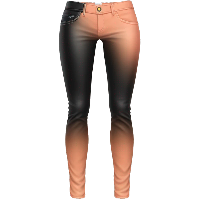 Realistic isolated side view of a pair of peach to black ombre leather pants. emoji
