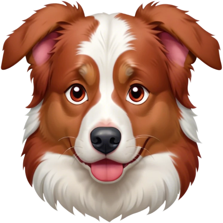 Cinematic Grumpy Predominantly White Red Merle Australian Shepherd Portrait Emoji, Head tilted slightly with a deeply unimpressed expression, thick predominantly white fur with bold red merle markings, large, droopy blue eyes narrowed into an unamused glare, ears slightly drooping in exasperation, Simplified yet comically expressive features, highly detailed, glowing with a dry, sarcastic glow, high shine, effortlessly judgmental yet dignified, stylized with a touch of cynicism, bright but brooding, soft glowing outline, capturing the essence of an eternally unimpressed yet endearing pup, so lifelike it feels like it could sigh heavily at you in disdain at any moment! emoji