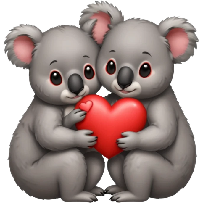 koalas cuddling with heart between them emoji