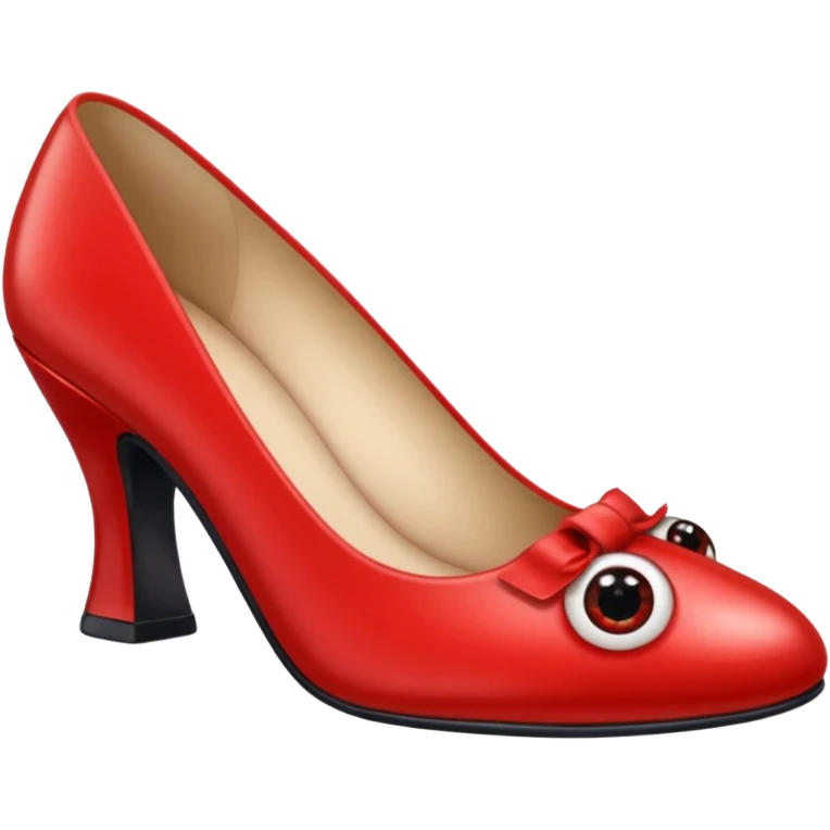 🙂 make like this emoji had big eyes 👀 and eye leads and big red shiny lips 👄 and showing a shoe emoji