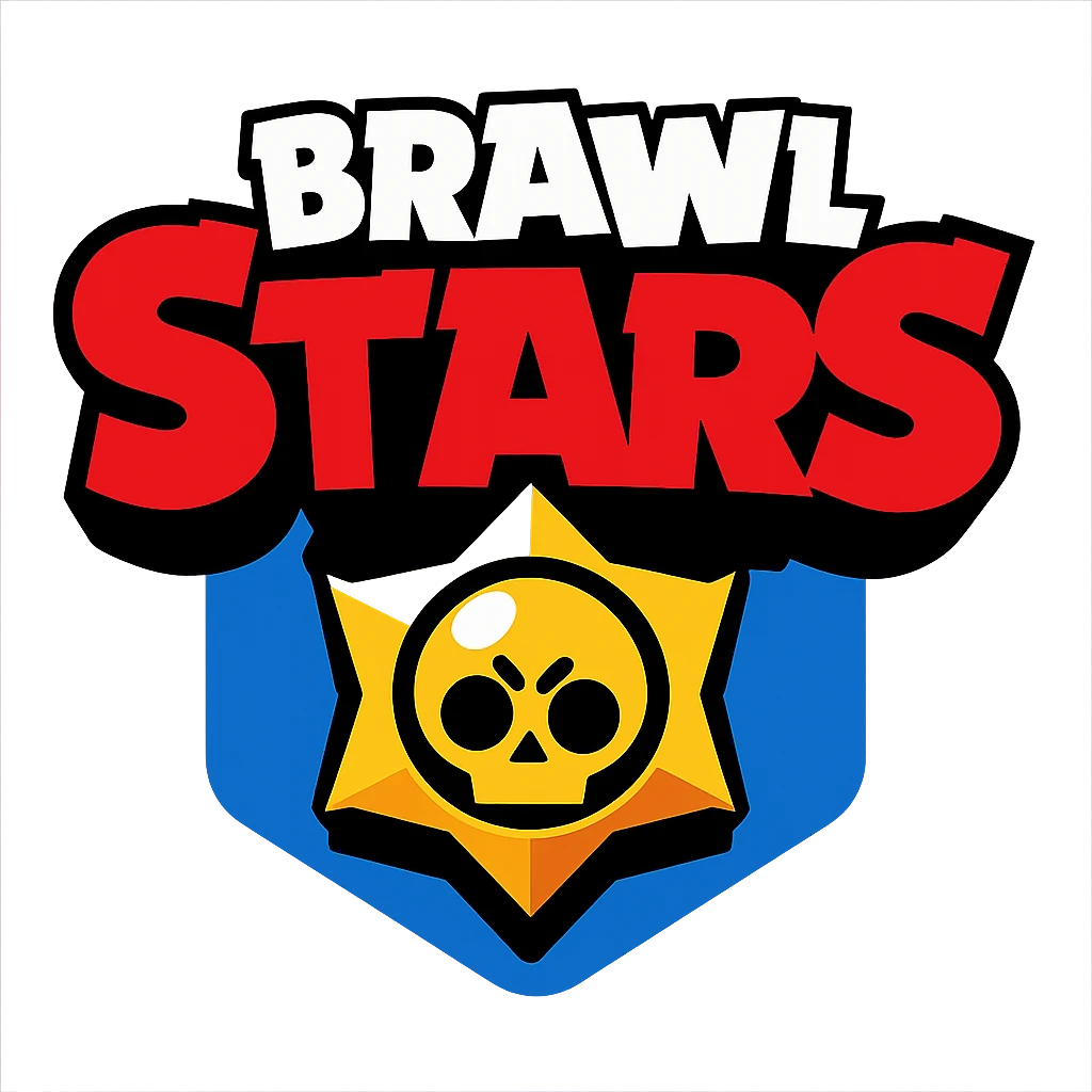 Brawl Stars logo, bold and colorful, cartoon style emoji