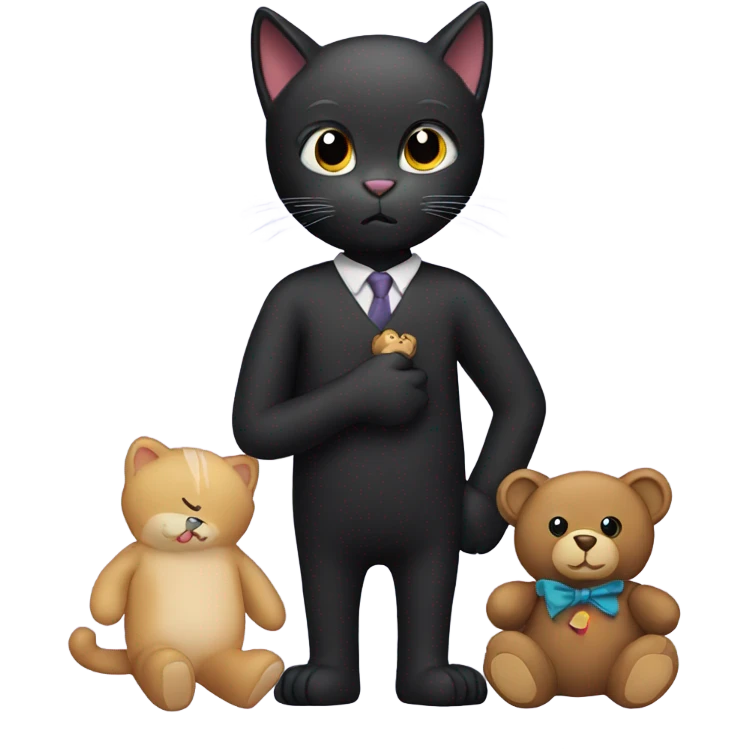 Black cat holding a teddy bear  emoji