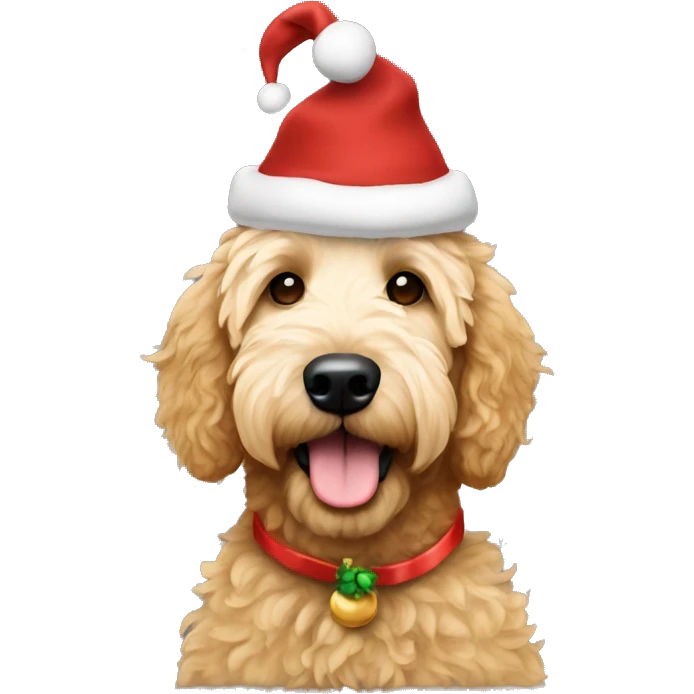 Golden doodle whith christmas hat emoji