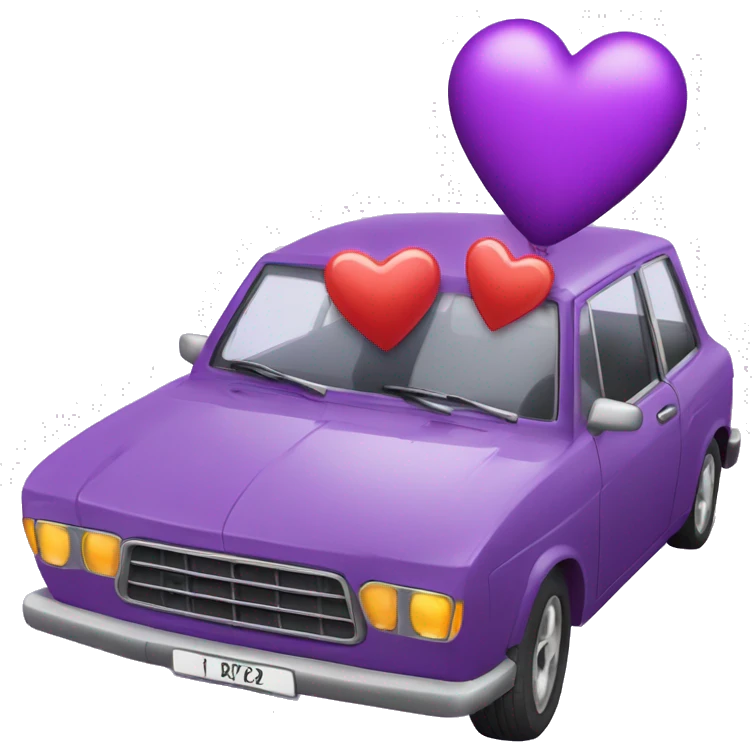 Carro morado con corazones lilas  emoji