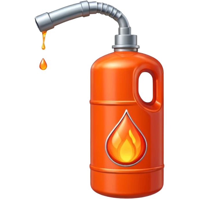simple red gasoline canister plain dispensing orange drops of fuel emoji