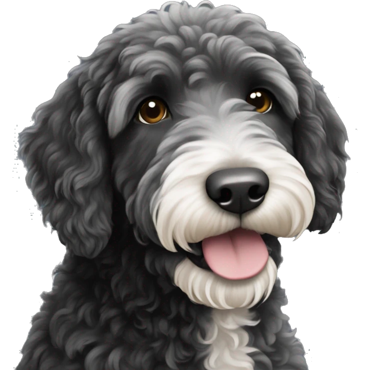 Black labradoodle with white just on chin emoji
